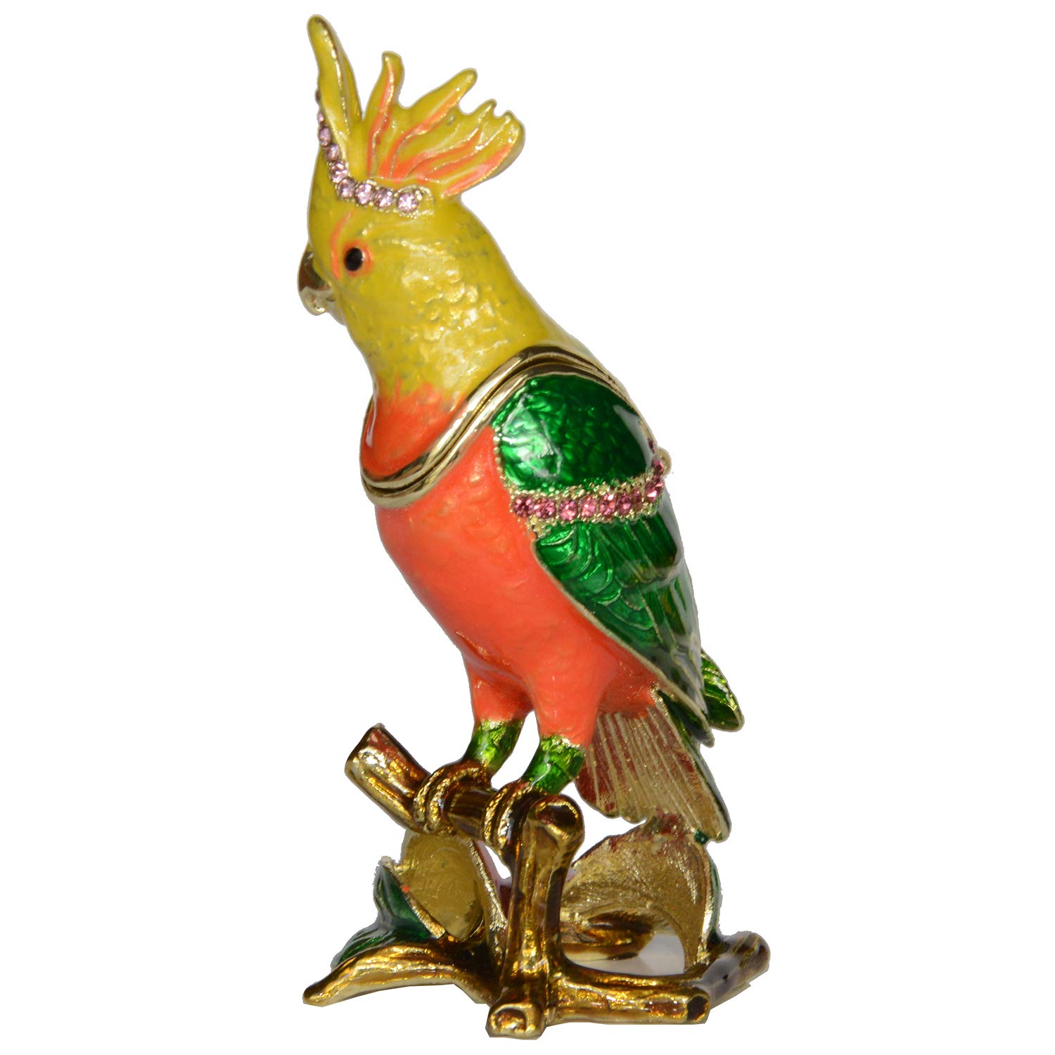 Hand-Painted Cockatiel Parrot Jewelry Box with Hinged Lid - Decorative Trinket Box for Earrings & Rings - Unique Bird Figurine Collectible Gift for Home Decor & Jewelry Storage