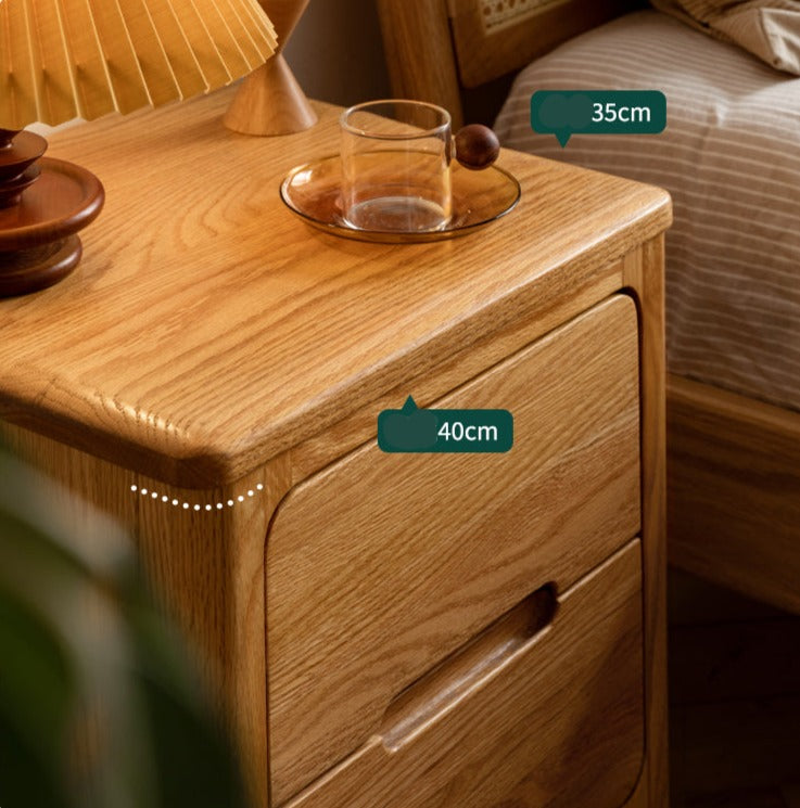 Solid Oak Wood Nightstand - Sturdy Bedside Table with Drawer for Bedroom, Living Room, or Guest Room - Perfect for Storage and Decor