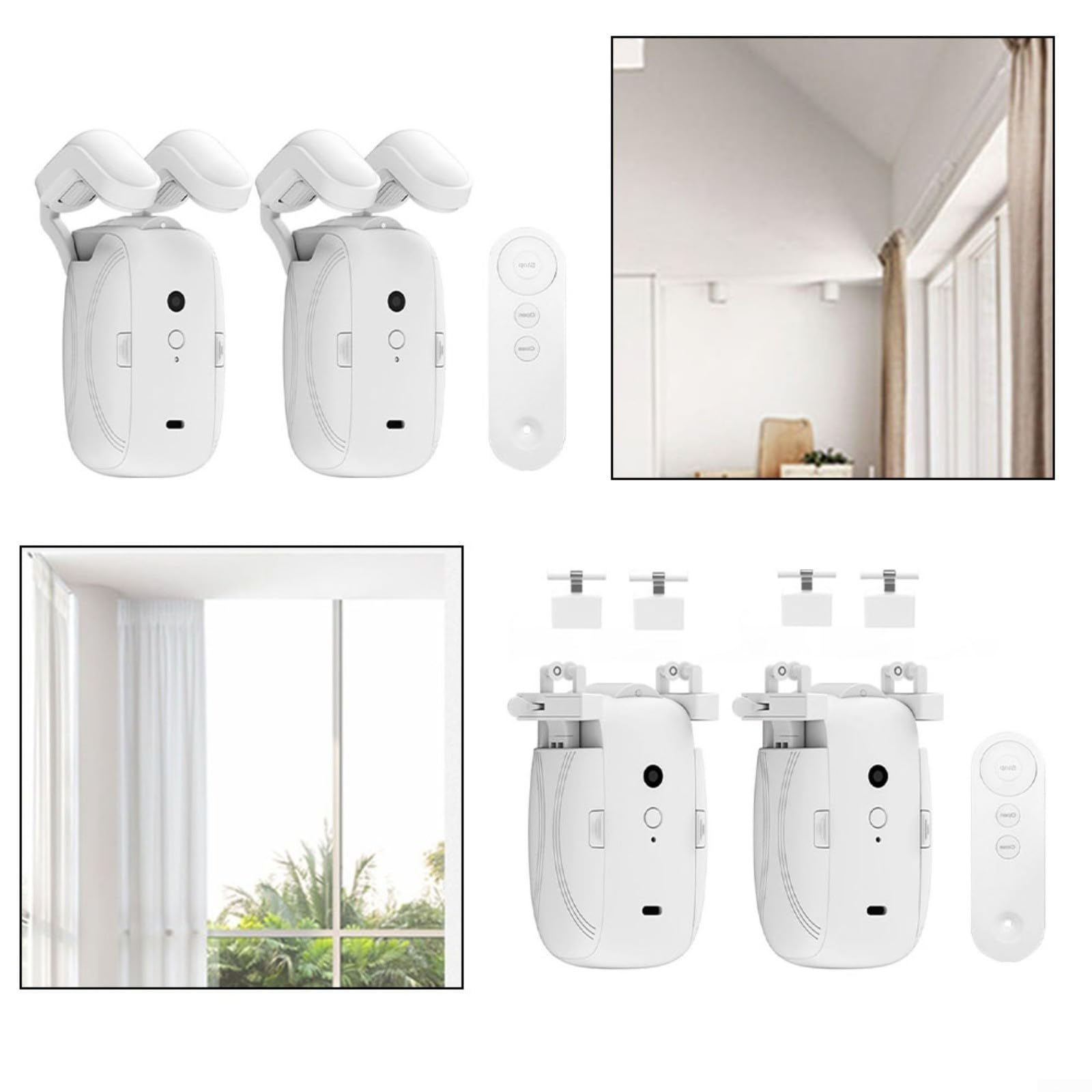 Smart Automatic Curtain Opener - Remote Control Electric Curtain Motor with High Performance for Home & Office - Compatible with Roman Rod/TU (2 Pack) - Perfect for Smart Home Automation & Daily Convenience