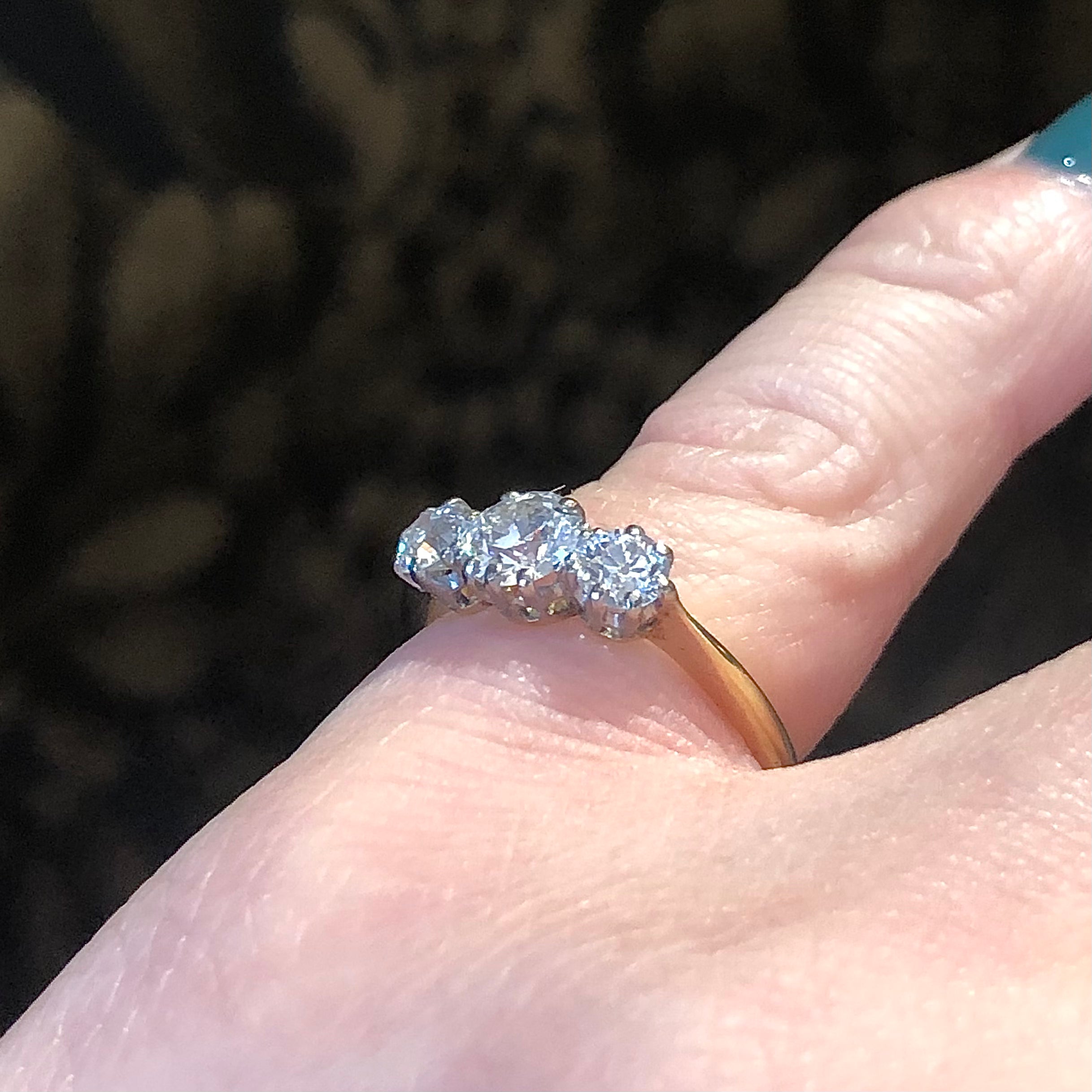 Antique 18k Gold & Platinum Round Trio Engagement Ring for Women - Vintage Style Wedding Band, Anniversary Gift for Her - Perfect for Proposals, Bridal Jewelry & Special Occasions