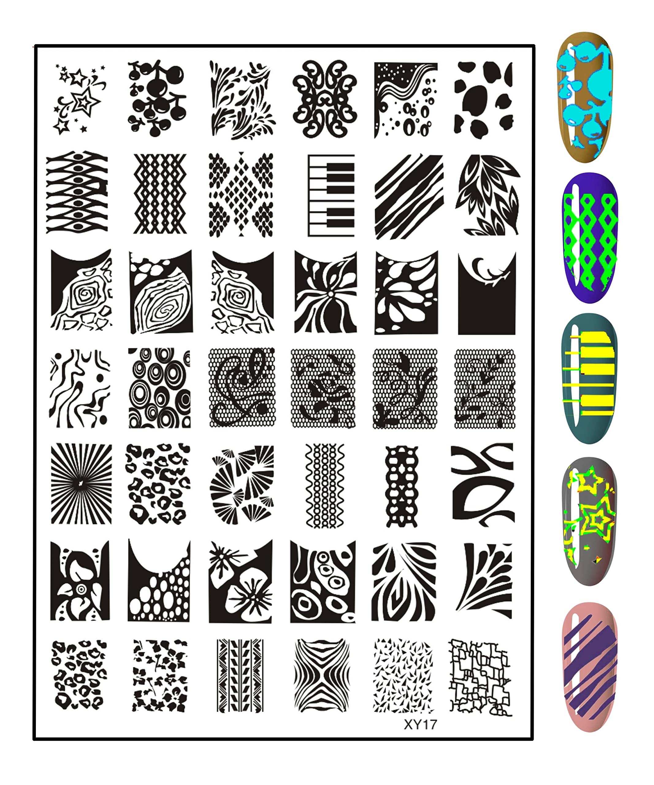 RoyalKart Professional Nail Art Kit for Women & Girls - 3 Nail Stamping Plates (XY12,04,17), Stamper & Scraper - DIY Manicure Accessories for Salon-Quality Nails at Home, Parties & Gifts