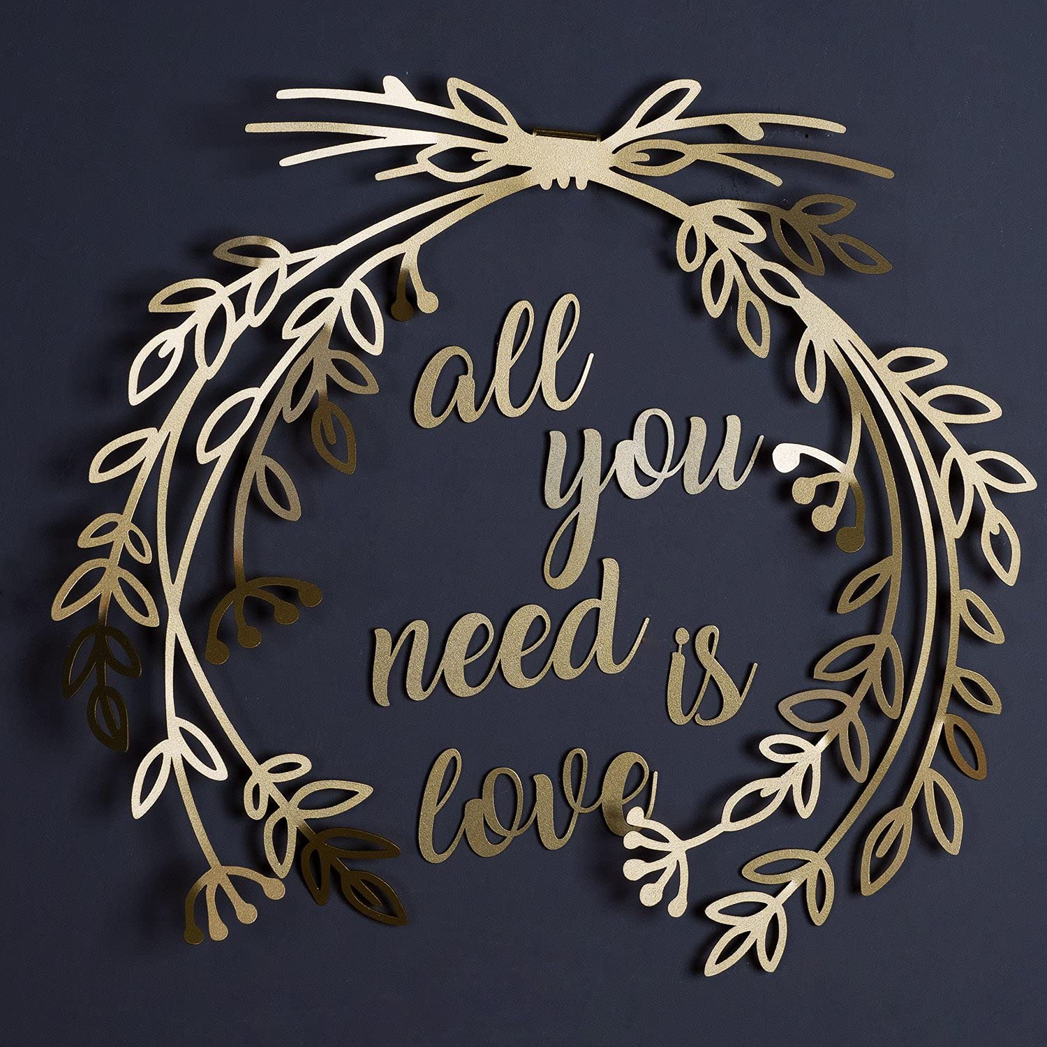 LaModaHome - 'All You Need is Love' Gold Metal Wall Art Decor for Living Room, Bedroom, Kitchen & Bathroom | Indoor & Outdoor Wall Hanging | Perfect for Home Decor, Wedding Gifts & Housewarming Presents