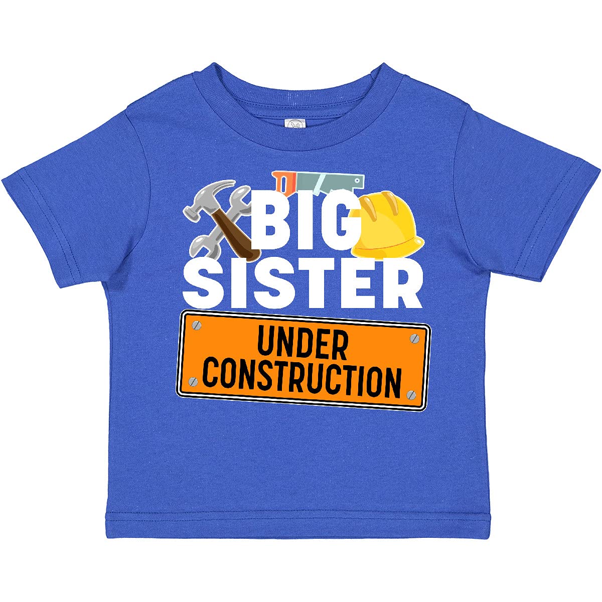 Inktastic Big Sister Under Construction Toddler T-Shirt - Cute Baby Girl Sibling Shirt for Newborn Announcement, Pregnancy Reveal & Family Matching Outfits - Perfect for Birthdays, Photoshoots & Special Occasions