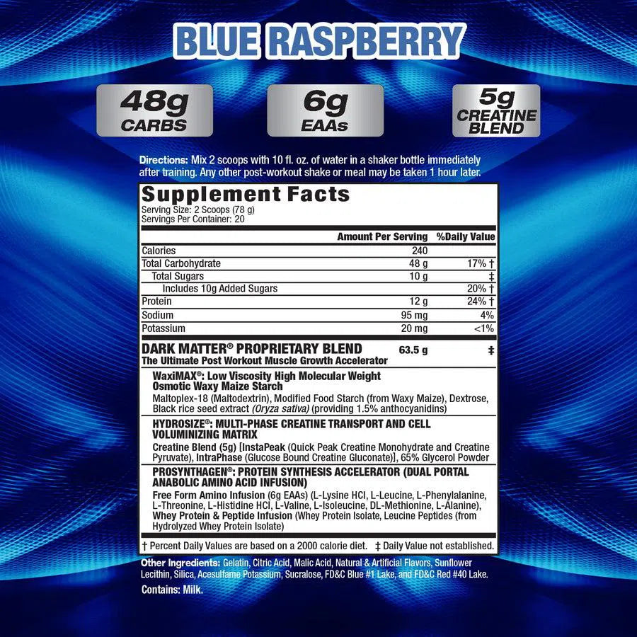MHP Dark Matter Blue Raspberry Pre-Workout Supplement - Energy Booster for Gym & Fitness | 666222011462 | Ideal for Intense Workouts & Bodybuilding