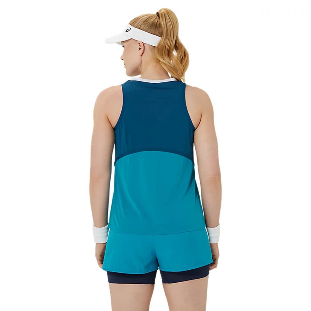 Asics Women's Match Actibreeze Tank Top - Breathable Workout Shirt for Running & Gym | Teal Blue | Lightweight Moisture-Wicking Activewear for Yoga, Tennis & Outdoor Sports
