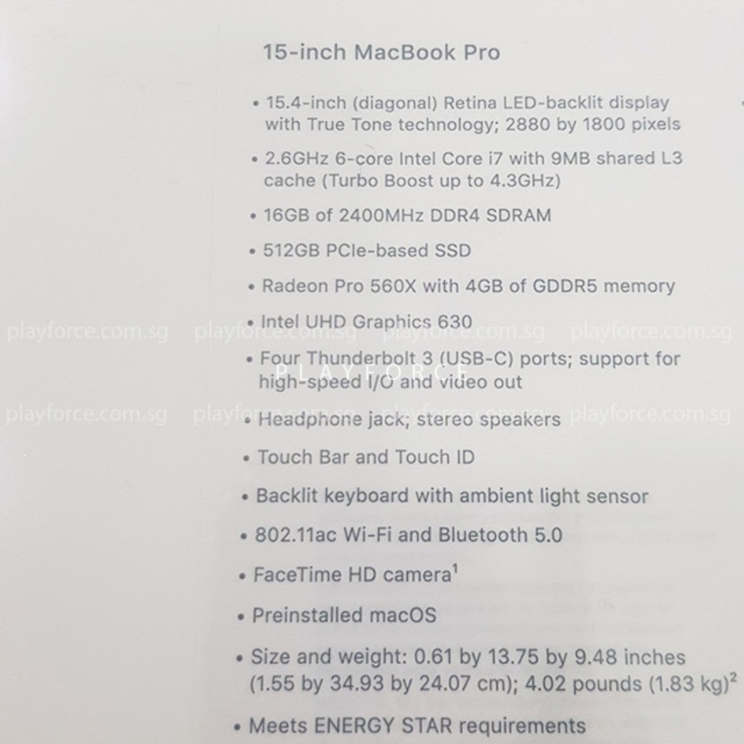 Apple MacBook Pro 15-inch (2018) - Touch Bar, 512GB SSD, Space Gray (Brand New with Apple Care) - Perfect for Graphic Design, Video Editing & Business Professionals