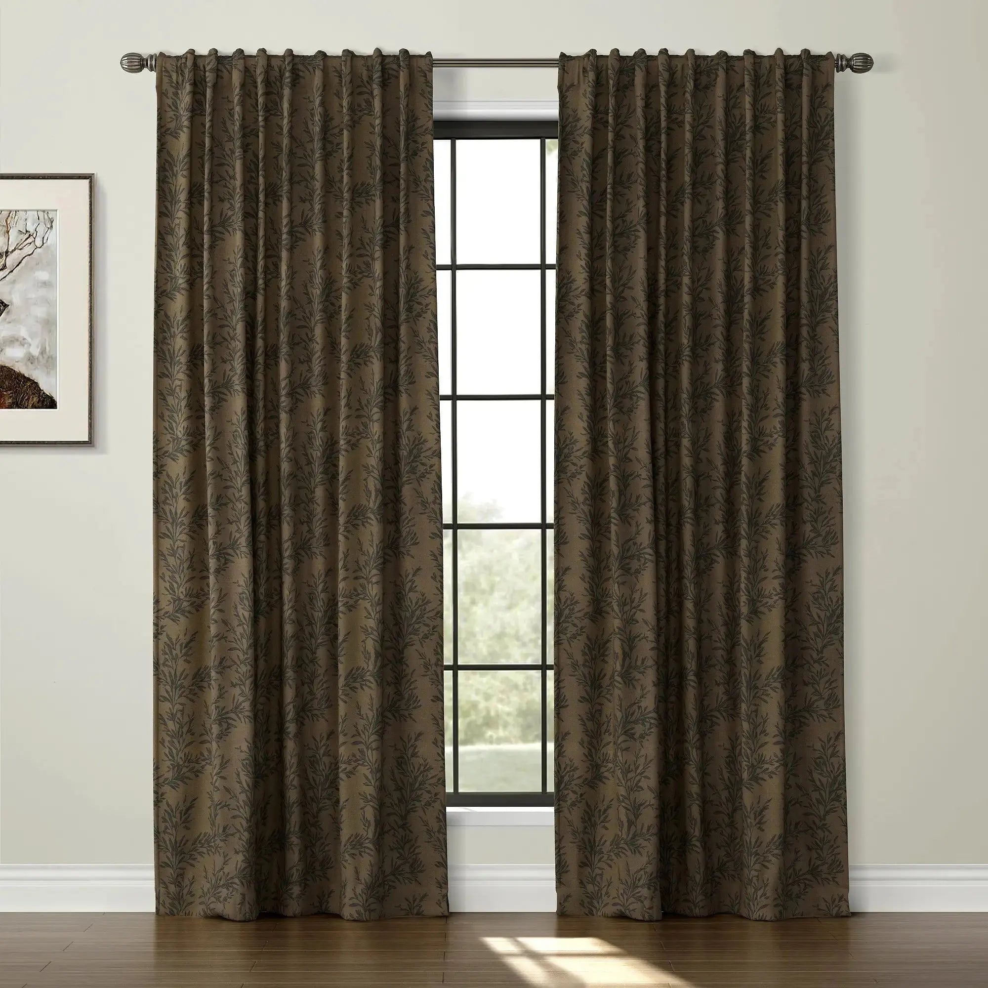Sara Le Print Linen Drapery Soft Top - Lightweight Linen Curtains for Living Room & Bedroom - Elegant Window Treatment for Home Decor
