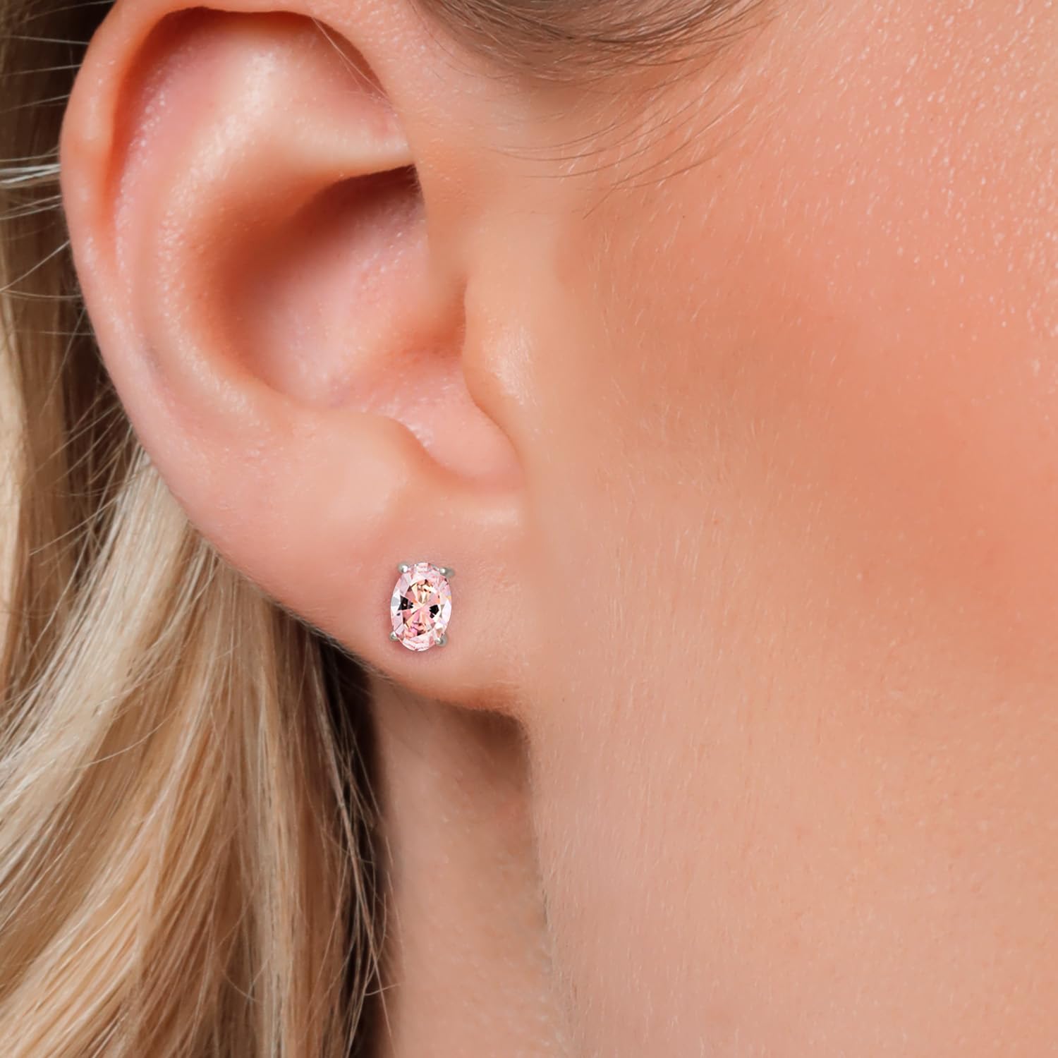 Gem Stone King 14K Gold Oval Birthstone Stud Earrings for Women & Men | 6x4mm Genuine Gemstone Jewelry | Perfect Gift for Mom, Wife, Her | Anniversary, Birthday, Mother's Day Present