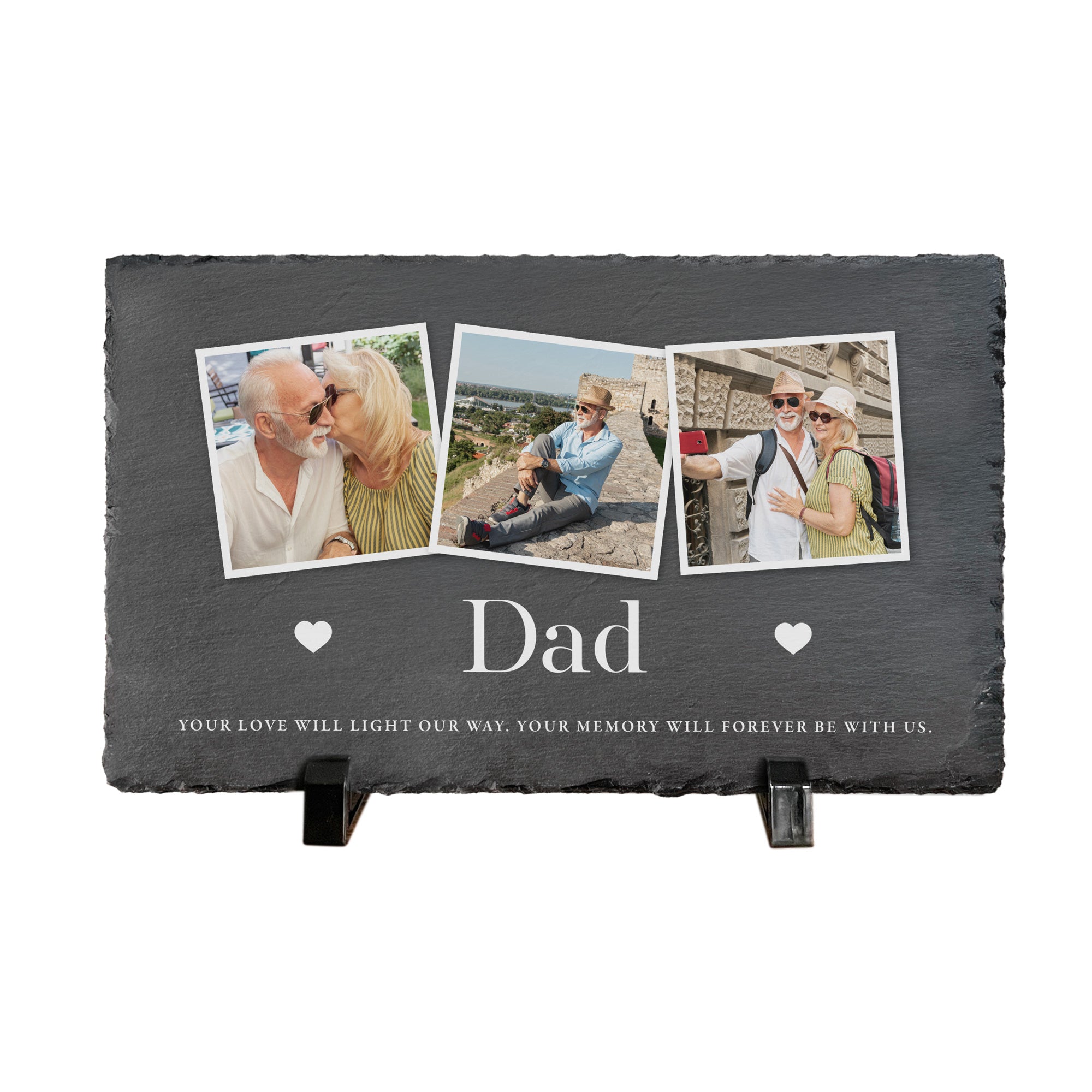 Personalized Memorial Photo Slate with Stand - 30x20cm Custom Engraved Picture Plaque for Loved Ones - Perfect for Home Decor, Memorial Gifts & Remembrance Displays