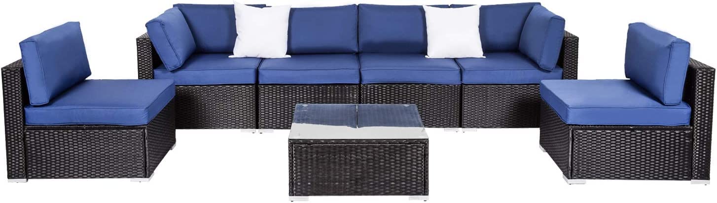 kinbor 14-Piece Outdoor Couch Cushion Covers with Zipper - Replacement Slipcovers for Sectional Sofa Furniture Set, Washable Dark Blue Patio Cushion Covers | Perfect for Backyard, Deck, Poolside & Patio Furniture Protection