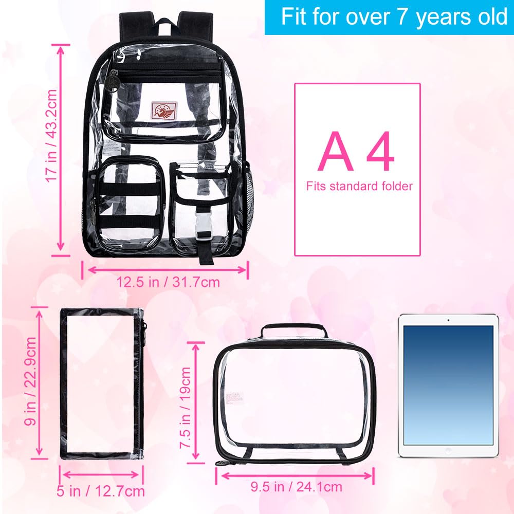 Clear Backpack - Heavy Duty Transparent Bookbag for School, Work & Travel | See-Through Backpack for Security Checkpoints, Concerts & Stadium Events