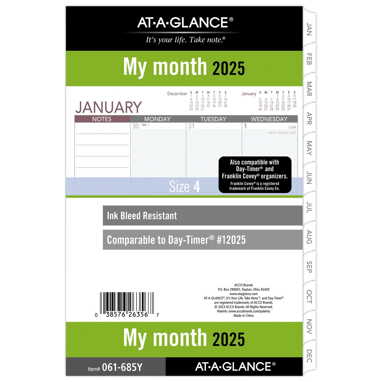 AT-A-GLANCE 2025 Monthly Planner Refill - 5.5