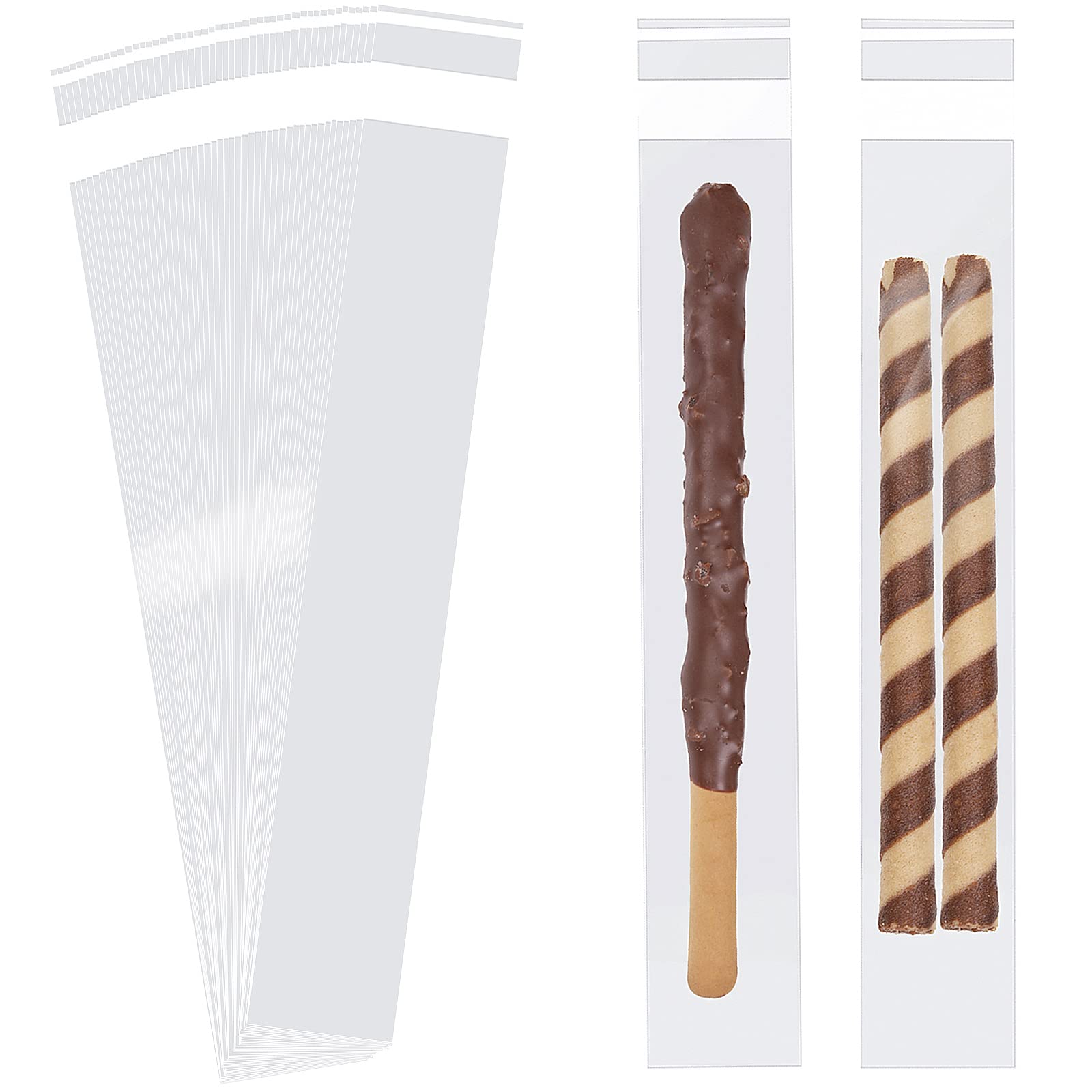 300 Clear Self-Sealing Cellophane Bags 2x10 Inches - Resealable Cookie Bags for Bakery, Desserts & Party Favors | Perfect for Gift Wrapping, Food Packaging & Treat Bags | Airtight Storage for Cookies, Candies & Small Items