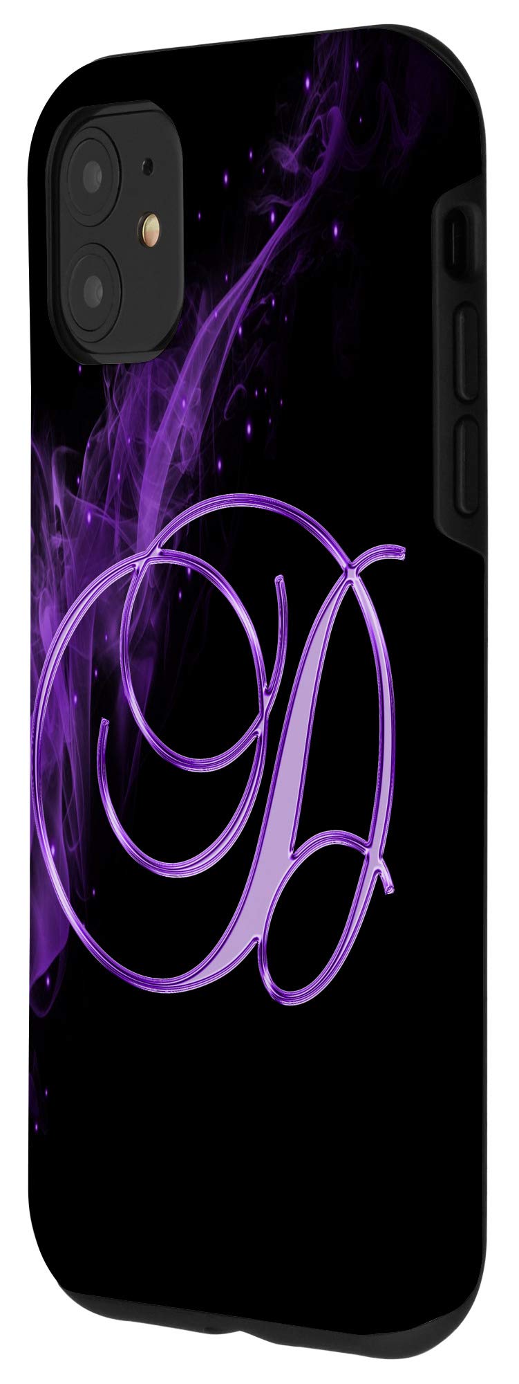 Custom iPhone 11 Case with Purple Smoke & Fire Design - Personalized Monogram Letter Name Art Cover - Perfect for Daily Use, Gifts & Special Occasions