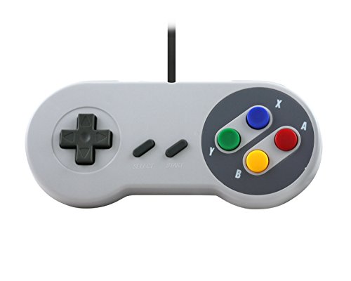 TTX SNES Wired Controller - Super Famicom Style Gamepad for Nintendo SNES Classic/Retro Gaming - Grey with Retail Packaging - Perfect for Retro Gaming Enthusiasts & Collectors