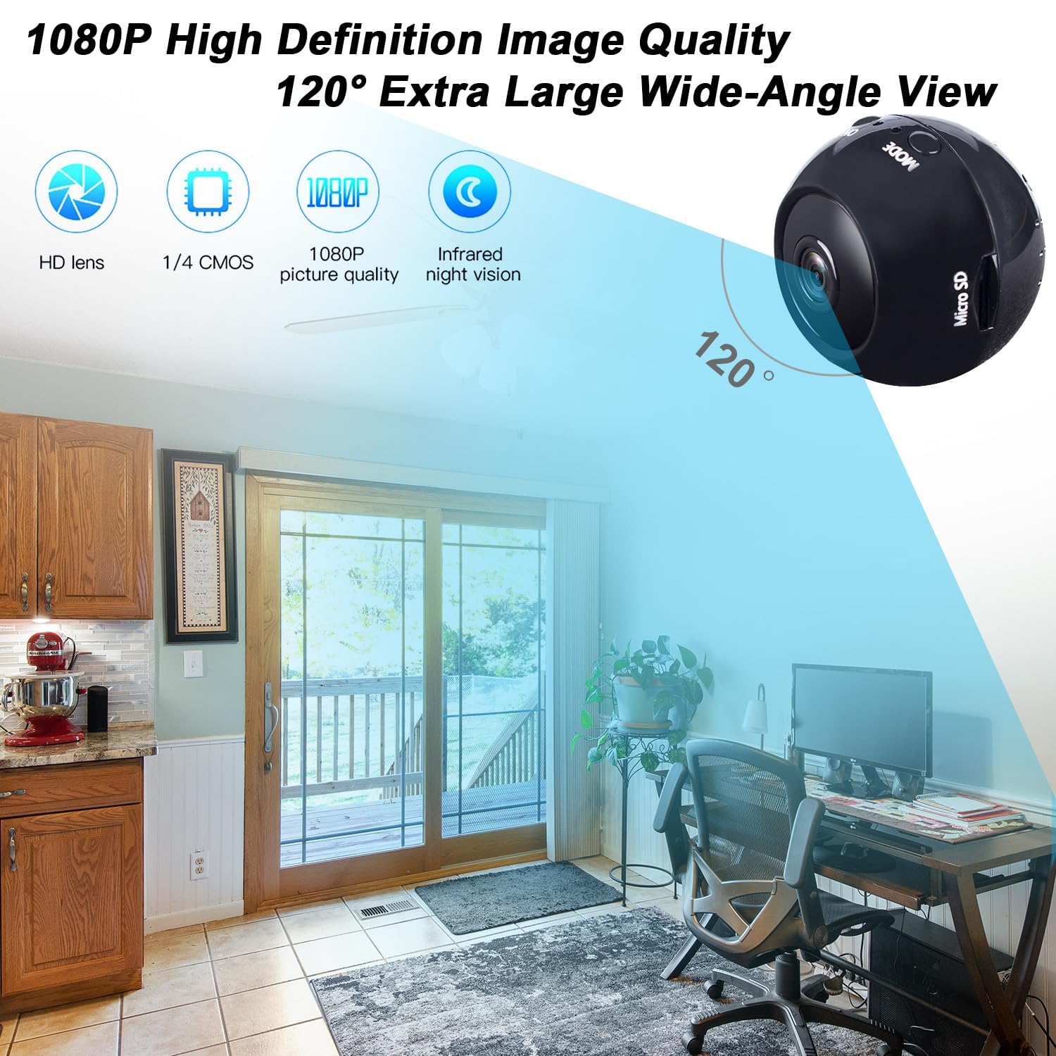 Wireless Indoor Home Security Camera 1080P HD WiFi Baby Monitor with Night Vision, Motion Detection, Cloud & SD Storage - Ideal for Pet Monitoring, Baby Care, and Outdoor Surveillance