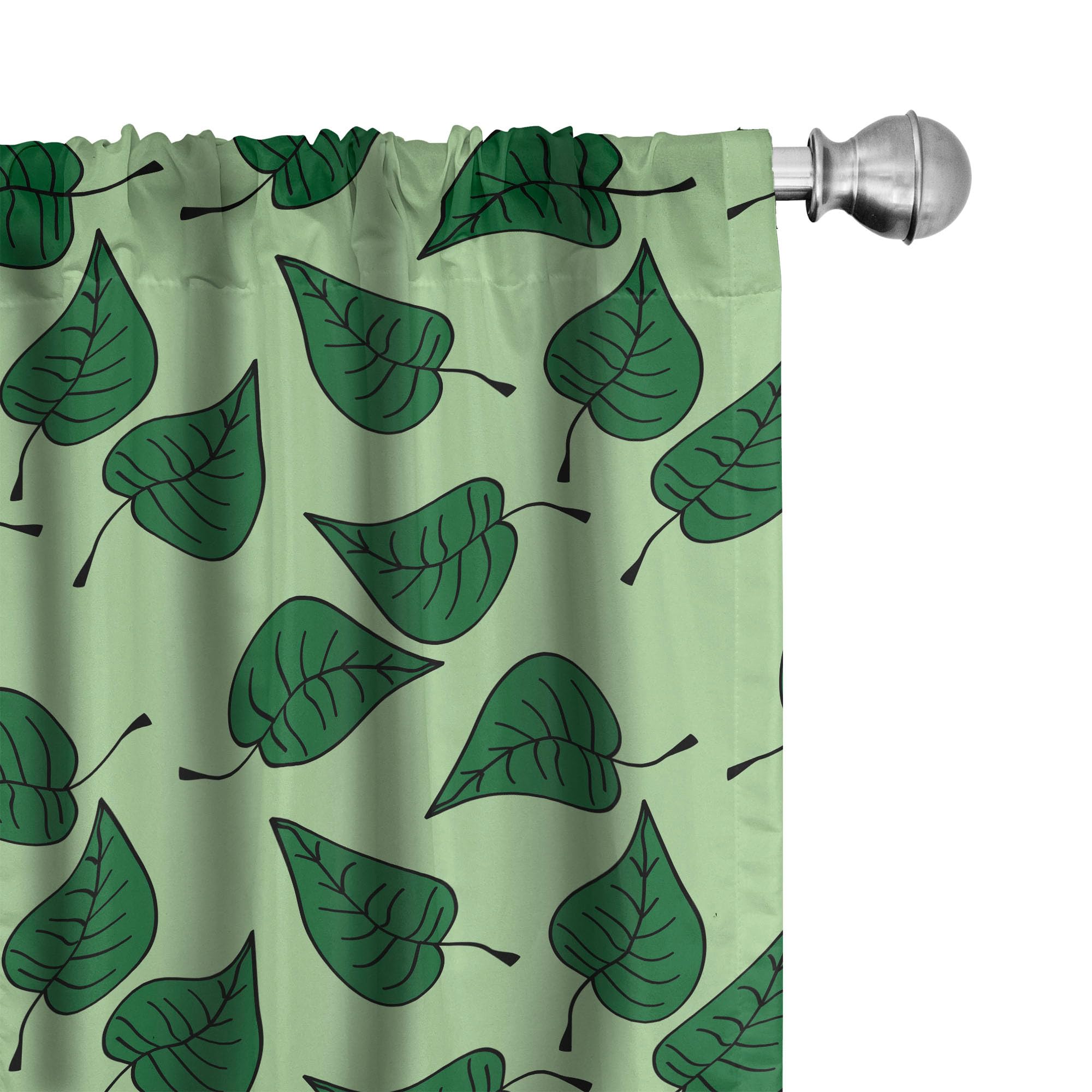 Ambesonne Leaf Print Window Curtains - 2 Panel Set with Rod Pocket, 28