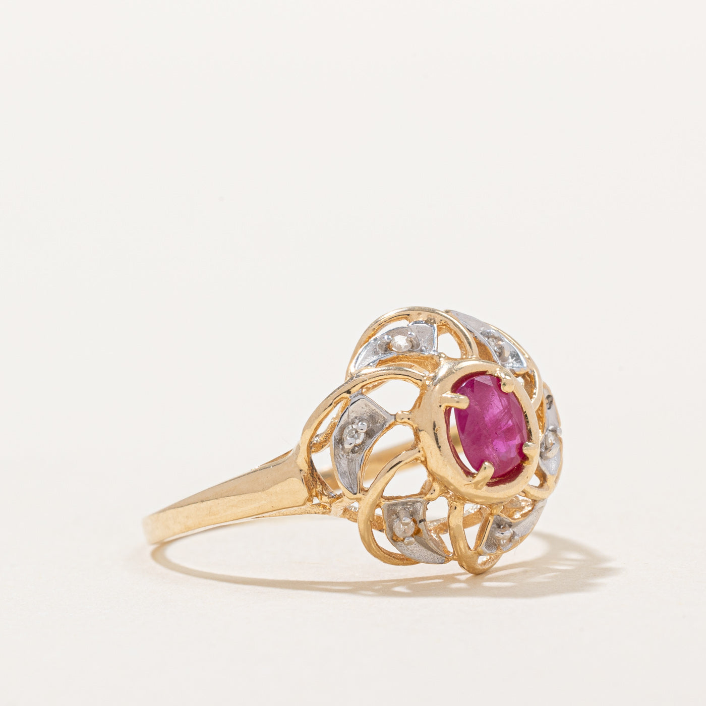 Exquisite Ruby & Diamond Cocktail Ring - 0.40ct Ruby with 0.03ctw Diamonds - Size 8.75 - Elegant Evening Wear & Special Occasion Jewelry