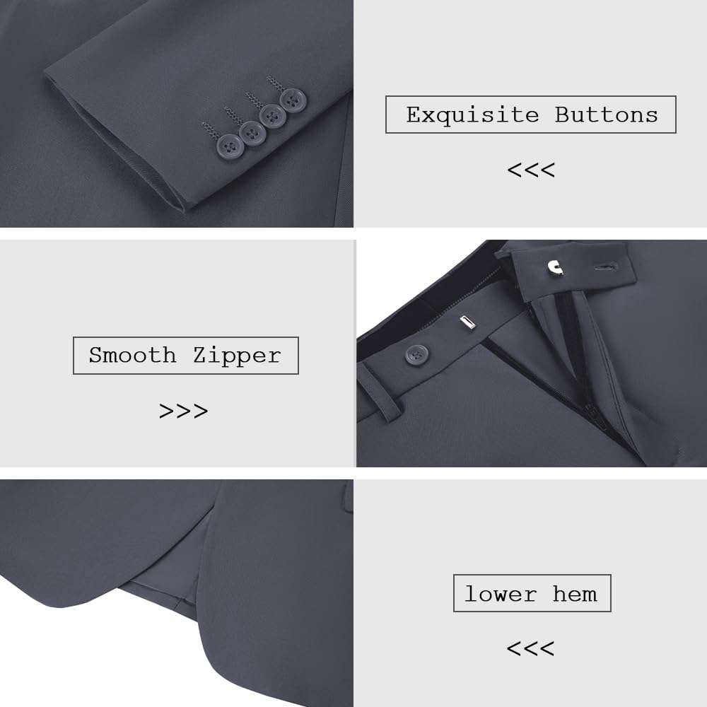 3-Piece Slim Fit Men's Suits for Wedding & Prom | Notched Lapel Formal Tuxedo Set with Jacket, Pants & Vest | Perfect for Groomsmen, Business & Special Occasions