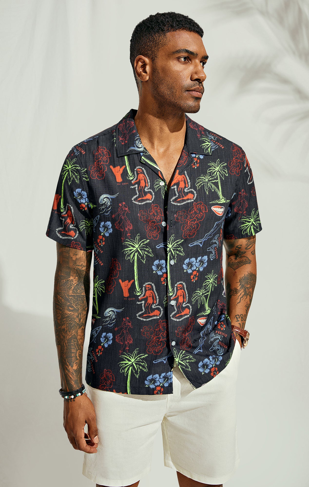 Men's Hawaiian Shirts Short Sleeve Casual Button Down Tropical Beach Shirt for Summer Vacation, Luau Party & Beach Wedding - Breathable & Comfortable Aloha Shirts