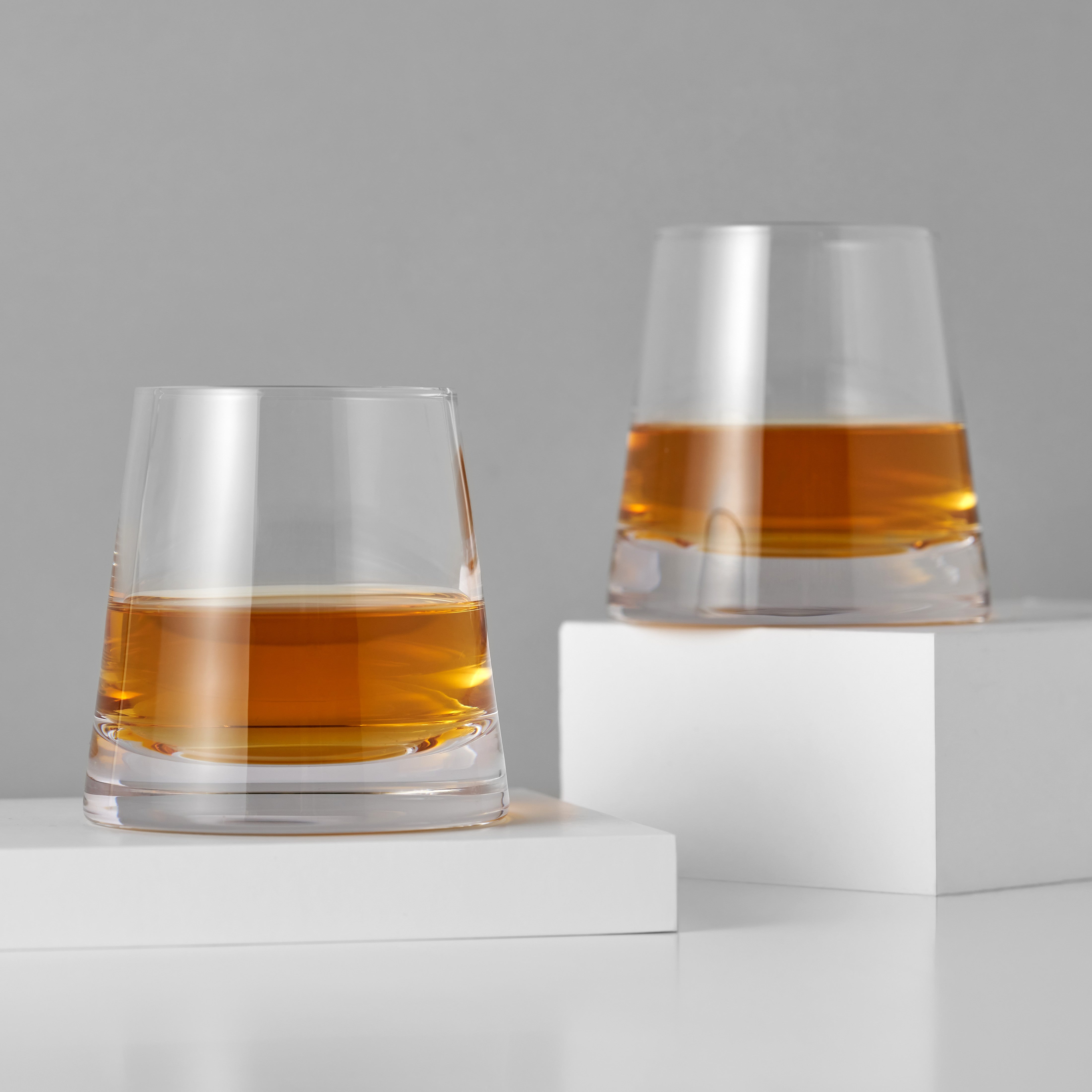 Premium Burke Crystal Whiskey Glasses Set of 2 - Elegant Cut Glass Tumbler for Bourbon, Scotch & Cocktails - Perfect for Home Bar, Gifts & Entertaining