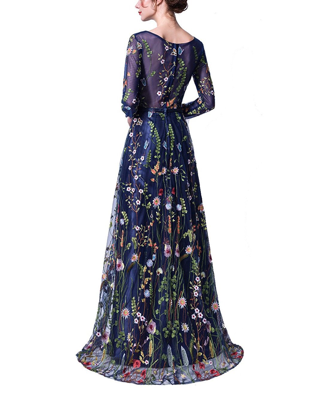 Elegant Women's Embroidered Prom Dress Formal Evening Gown V241 - Perfect for Homecoming, Wedding Guest, and Black Tie Events
