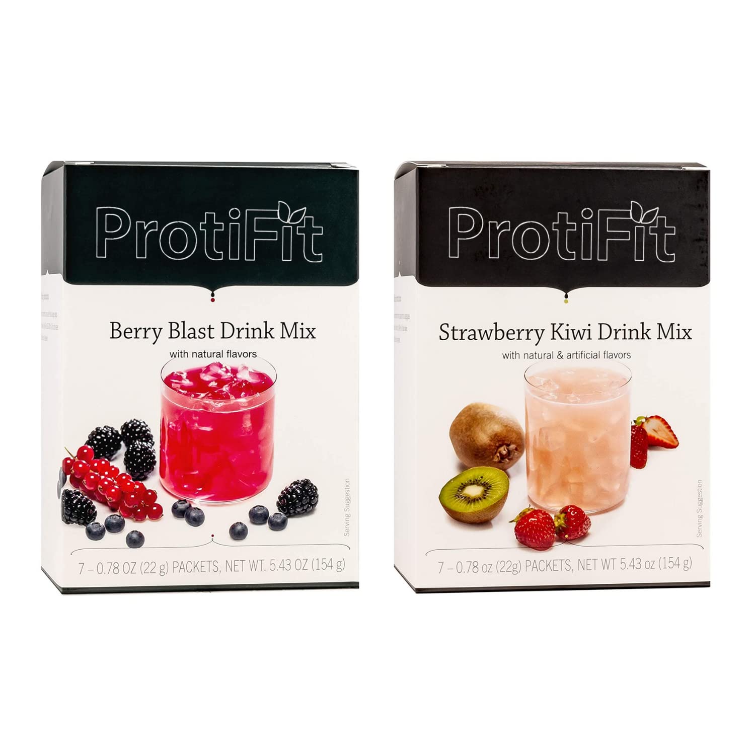 High Protein Berry Blast & Strawberry Kiwi Fruit Drink 2 Pack - 15g Protein, Low Calorie, Sugar Free, Ideal Protein Compatible - Perfect for Post-Workout Recovery, Weight Management & Healthy Snacking (7 Servings Per Box, 2 Pack)