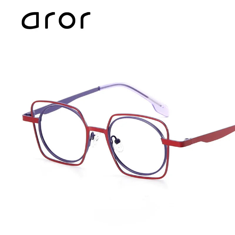 Aror Women's Full Rim Round Square Titanium Eyeglasses Frame 45525 | Lightweight Durable Glasses for Work, Reading & Fashion