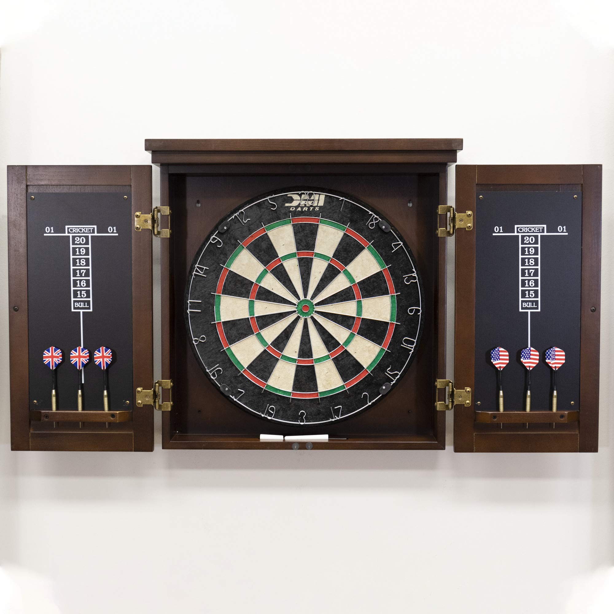 American Legend Traditional Dartboard Cabinet - Premium Wooden Dart Board Set with Bristle Board & Darts - Perfect for Home Game Rooms, Bars, and Man Caves