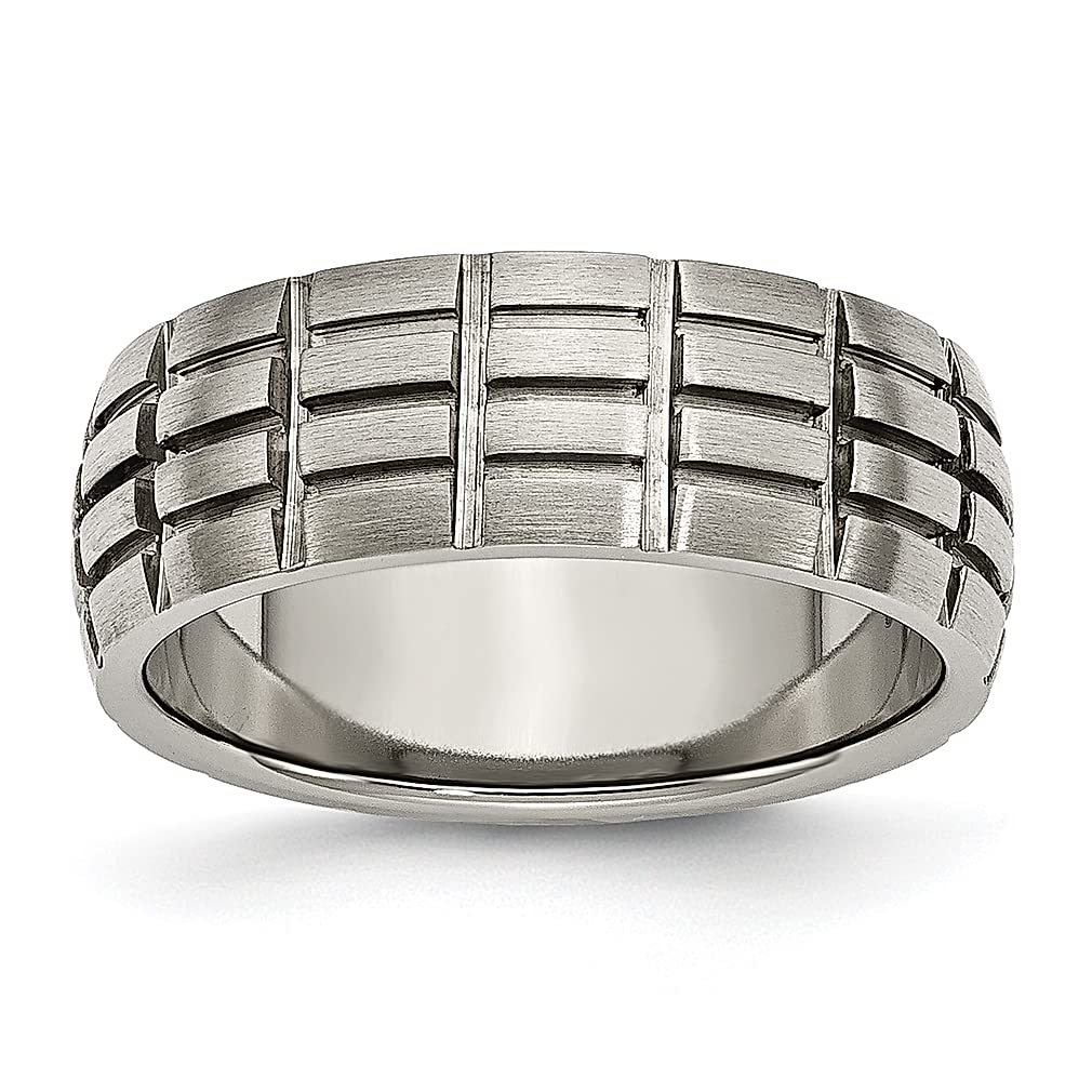 ICE CARATS Titanium 8mm Notched Band Ring - Elegant Wedding & Fashion Jewelry for Women - Perfect Anniversary & Birthday Gift for Her - Ideal for Engagements, Proposals & Everyday Wear