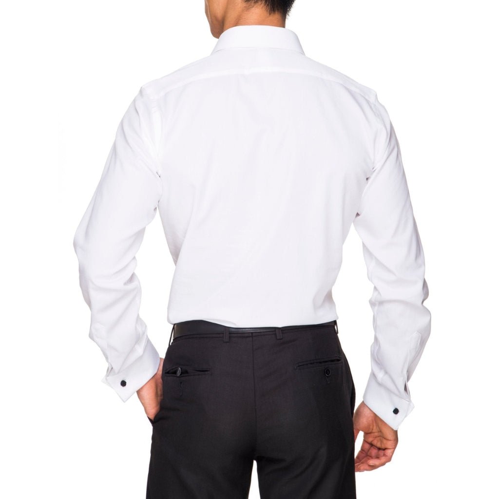 ABELARD Marcella Stud Front Peak Collar Dinner Shirt for Women - Elegant White Formal Blouse for Evening Parties, Weddings & Business Events