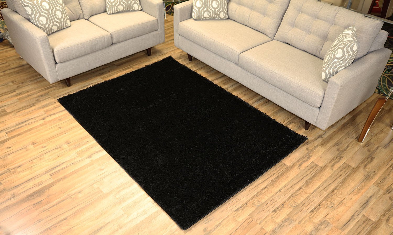 Soft Shaggy Collection Solid Color Shag Area Rug - 5'x7' Plush Black Carpet for Living Room, Bedroom & Nursery | Ultra Cozy & Durable (4013)
