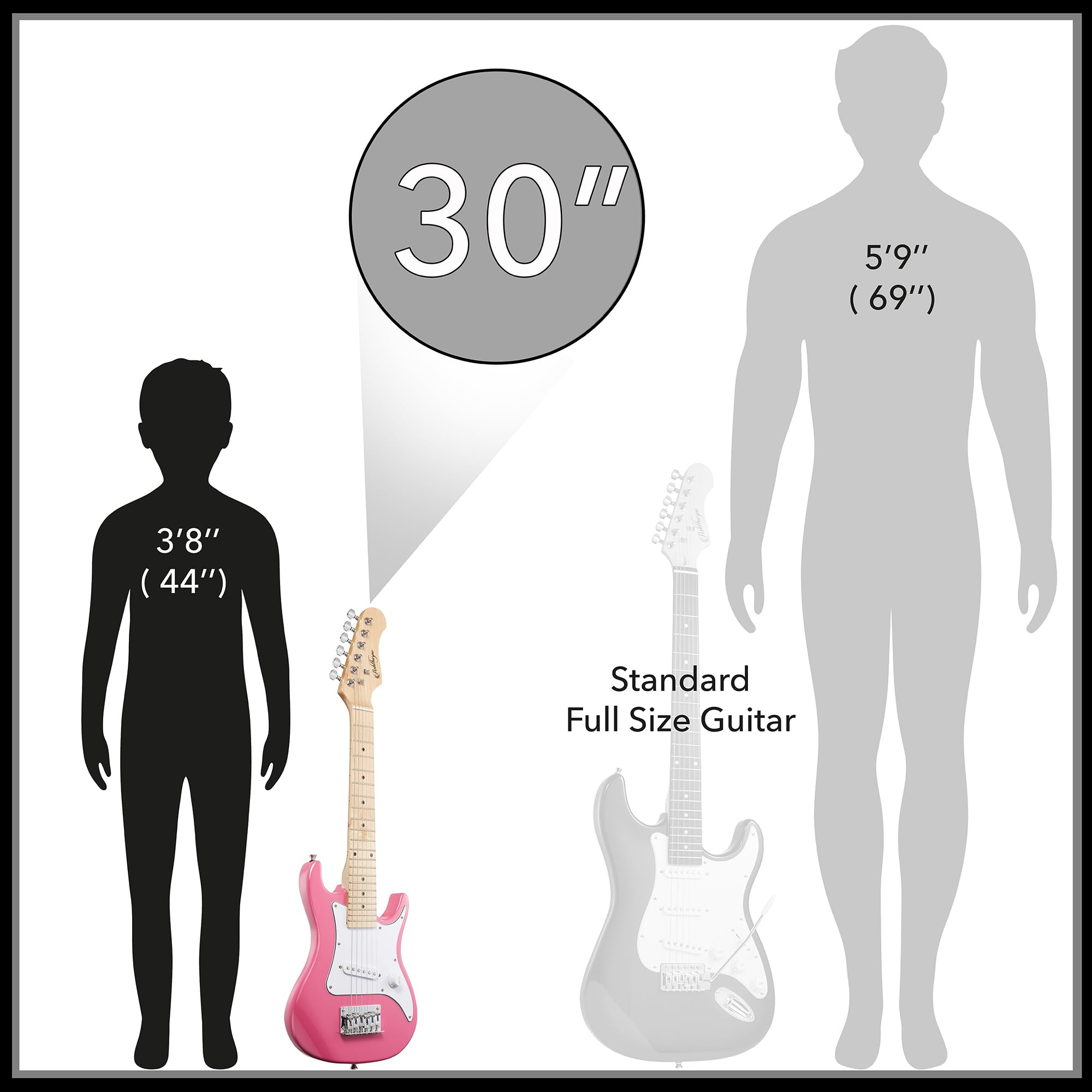 Ashthorpe 30-inch Beginner Electric Guitar Kit with 10W Amplifier - Pink Starter Package Includes Gig Bag, Strings, Strap & Picks - Perfect for Teens, Adults & Music Lessons at Home or School