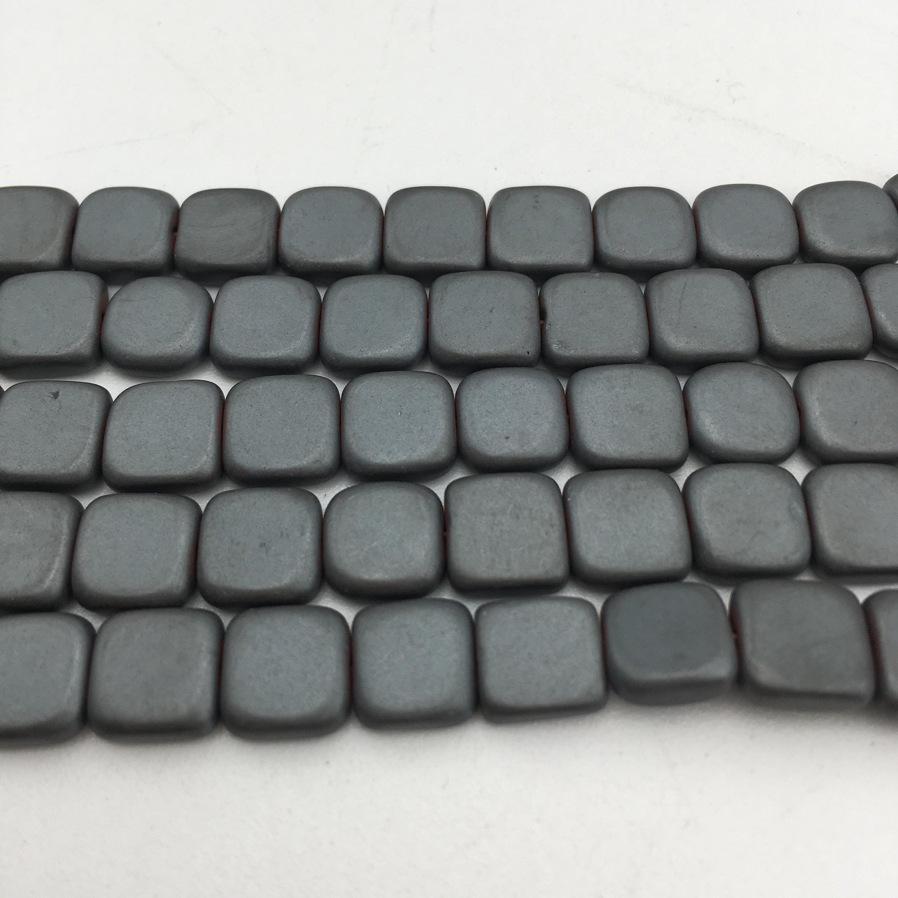 Premium Gray Hematite Matte Flat Square Beads - 6mm & 8mm Sizes - 15.5 Inch Strand for Jewelry Making, DIY Crafts, and Healing Crystal Bracelets - Perfect for Beaders, Designers, and Spiritual Practitioners