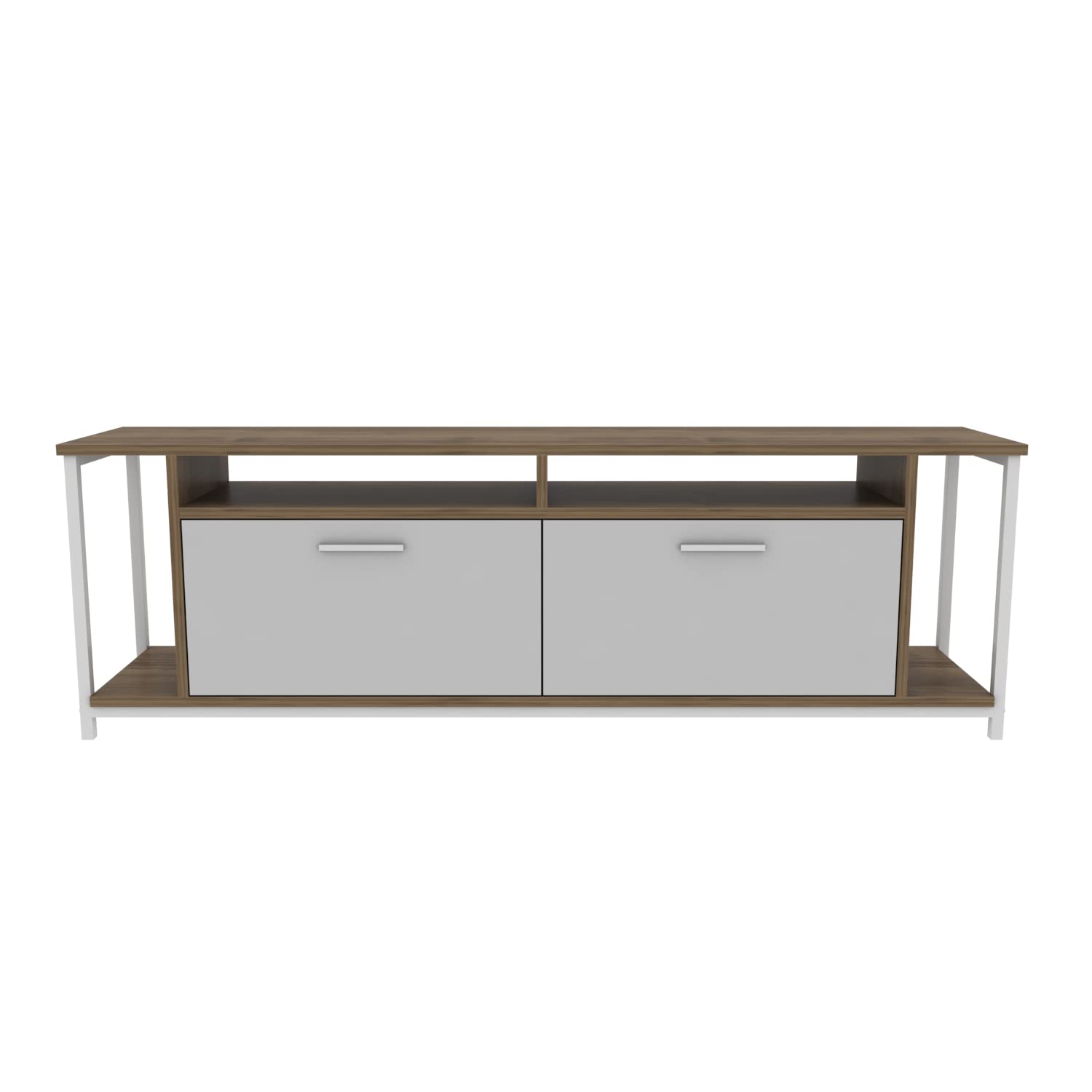 Decorotika Omar TV Stand Media Console for TVs Up to 72 Inch - Modern Walnut Entertainment Center with Storage Shelves - Perfect for Living Room, Home Theater & Apartment Decor