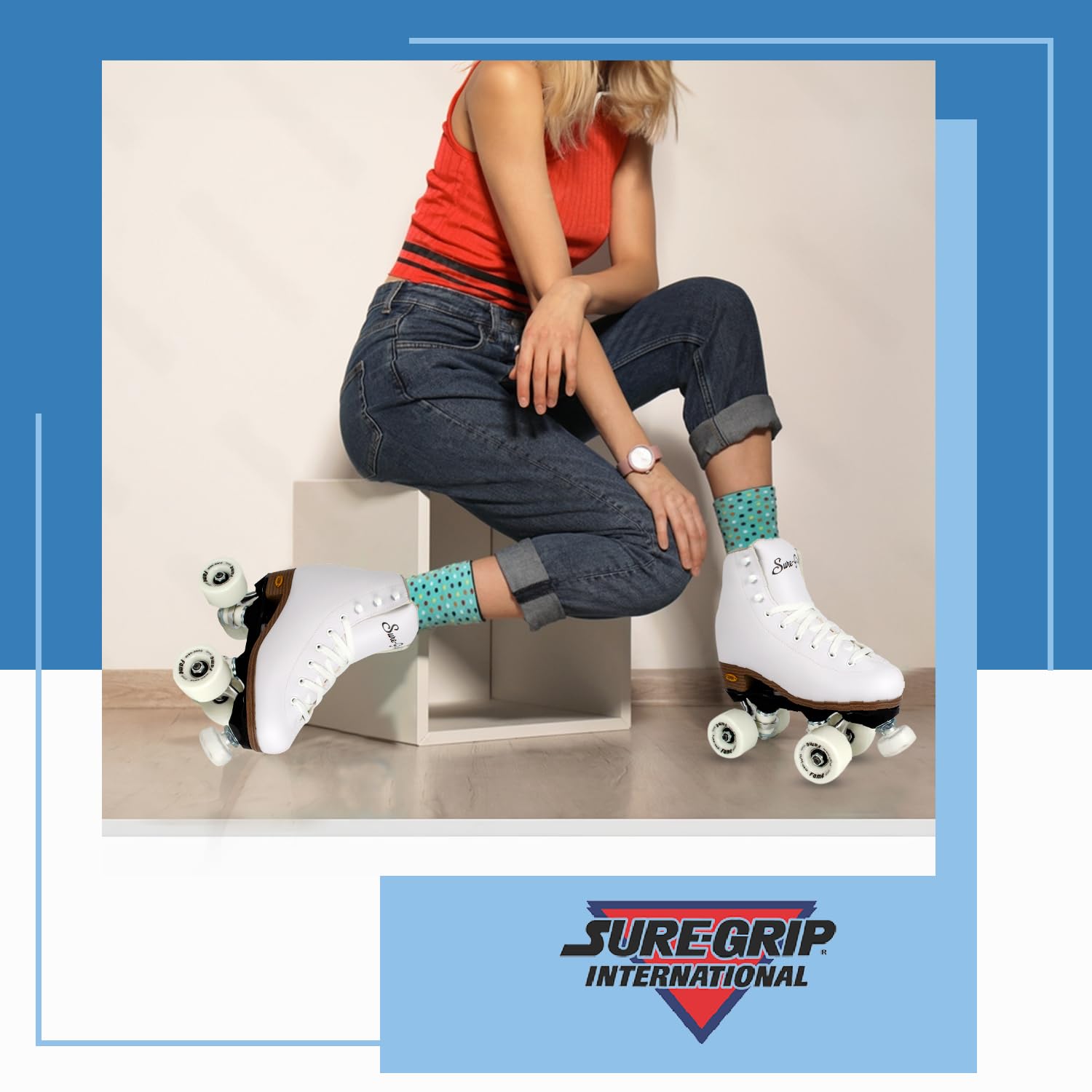 Sure-Grip White Fame Women's Roller Skates - Durable Nylon & Aluminum Design with 57mm Polyurethane Indoor Wheels - Super X Trucks for Extended Support in Larger Sizes - Perfect for Beginners and Indoor Skating Rinks