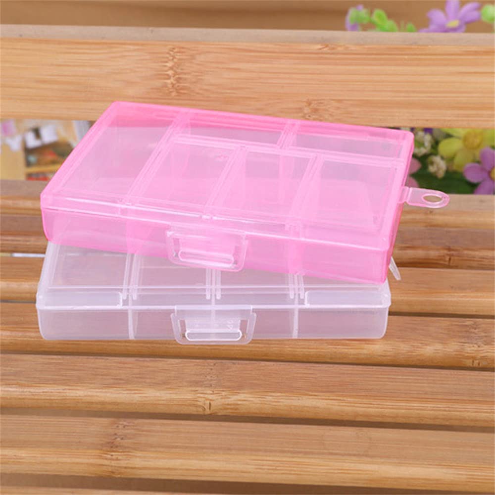 6 Compartment Clear Plastic Storage Box - Jewelry Organizer, Cosmetic Case, Bead & Electronic Component Container - Snap Lock & Hanging Hole Design (4-Piece Set, Colorful) - Perfect for Home, Office & Travel Organization