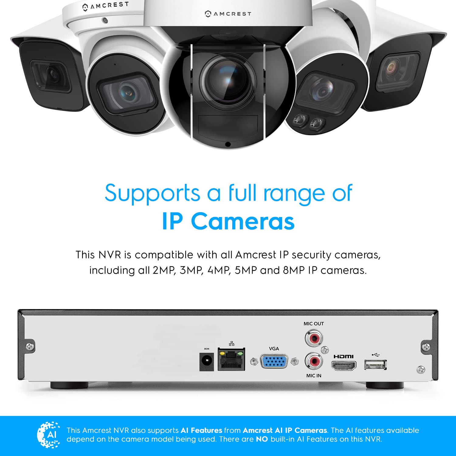 Amcrest 4K 16CH NVR NV4116-4TB Security System - 16 Channel Network Video Recorder with Pre-Installed 4TB HDD, Supports 1080p/3MP/4MP/5MP/8MP & 4K IP Cameras - Ideal for Home Security, Business Surveillance & 24/7 Monitoring