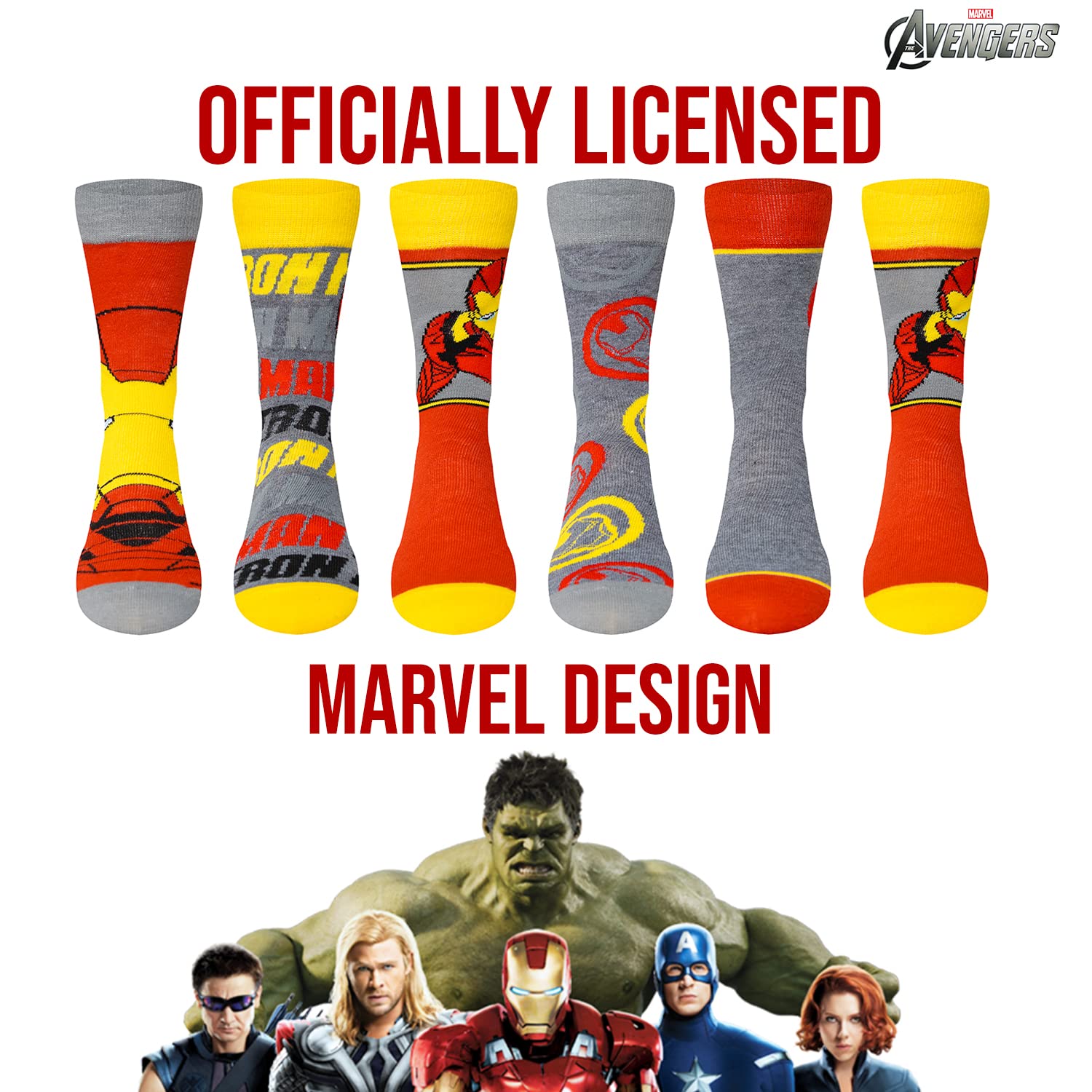 Marvel Legends Socks for Men & Boys - 6-Pack Athletic Socks for Superhero Fans | Perfect for Sports, Cosplay & Everyday Wear