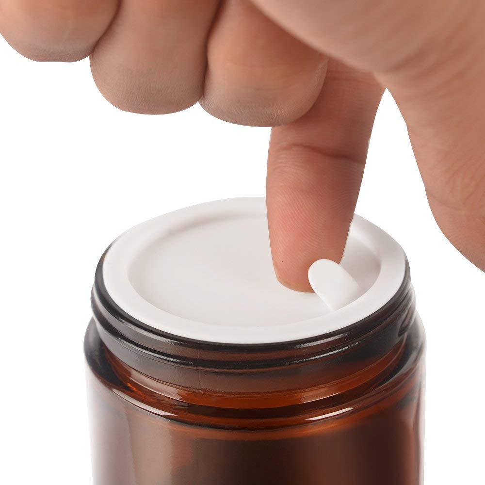 Premium 60ML (2oz) Amber Glass Jars with Black Lid & White Liner - Airtight Cosmetic Containers for Salve, Cream, Makeup Storage | Refillable Travel-Size Jars for Skincare, DIY Beauty & Essential Oils (Set of 2)