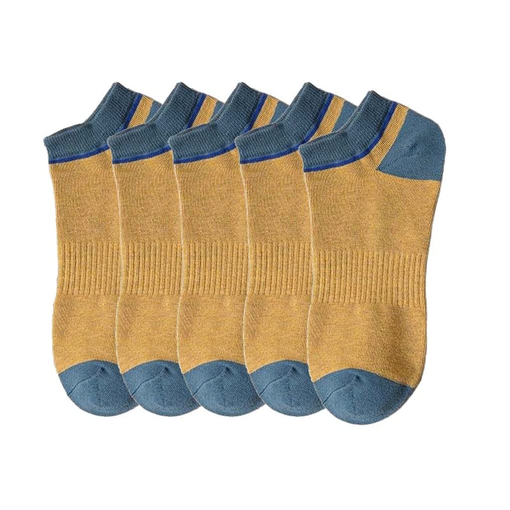 5 Pairs Men's Cotton Breathable Invisible Boat Socks for Men - All Season Comfort, Athletic & Casual Wear - Perfect for Running, Gym, Office & Daily Use (Color: A, One Size)