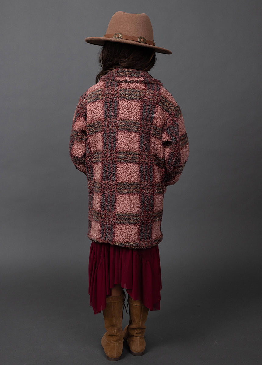 Stylish Gertrude Coat in Rose Plaid - Women's Fashion Outerwear for Fall & Winter | Perfect for Office, Dating & Holiday Outfits