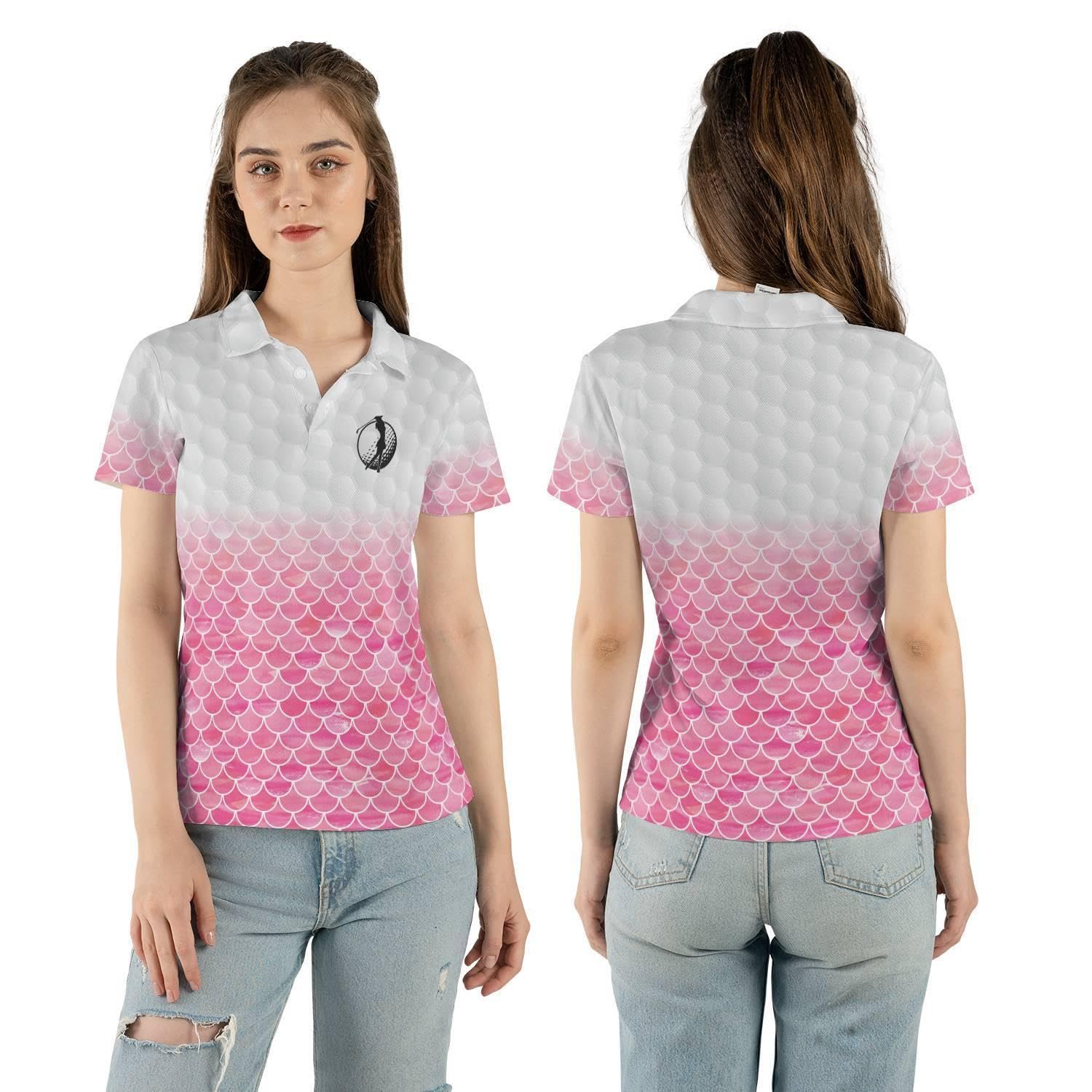 Women's Pink Camouflage Golf Polo Shirt - Breathable Short Sleeve Performance Top for Golf, Tennis & Outdoor Activities | Summer Athletic Wear for Women