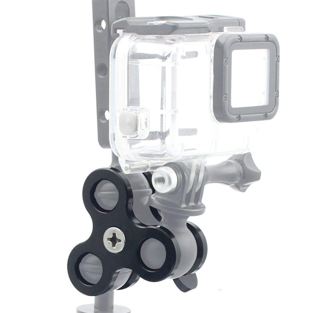 Luntus Aluminum Alloy 3-Section Joint Clamp Mount with Brightening Lamp Holder - Diving & Underwater Photography Accessories (Black) - Perfect for Scuba Diving, Marine Exploration and Professional Underwater Videography