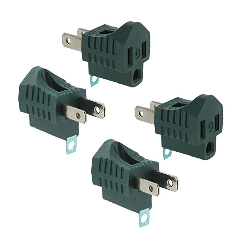 4-Pack 3-Prong to 2-Prong Outlet Adapter - Grounding Plug Converter for US Electrical Appliances - Perfect for Travel, Home & Office Use