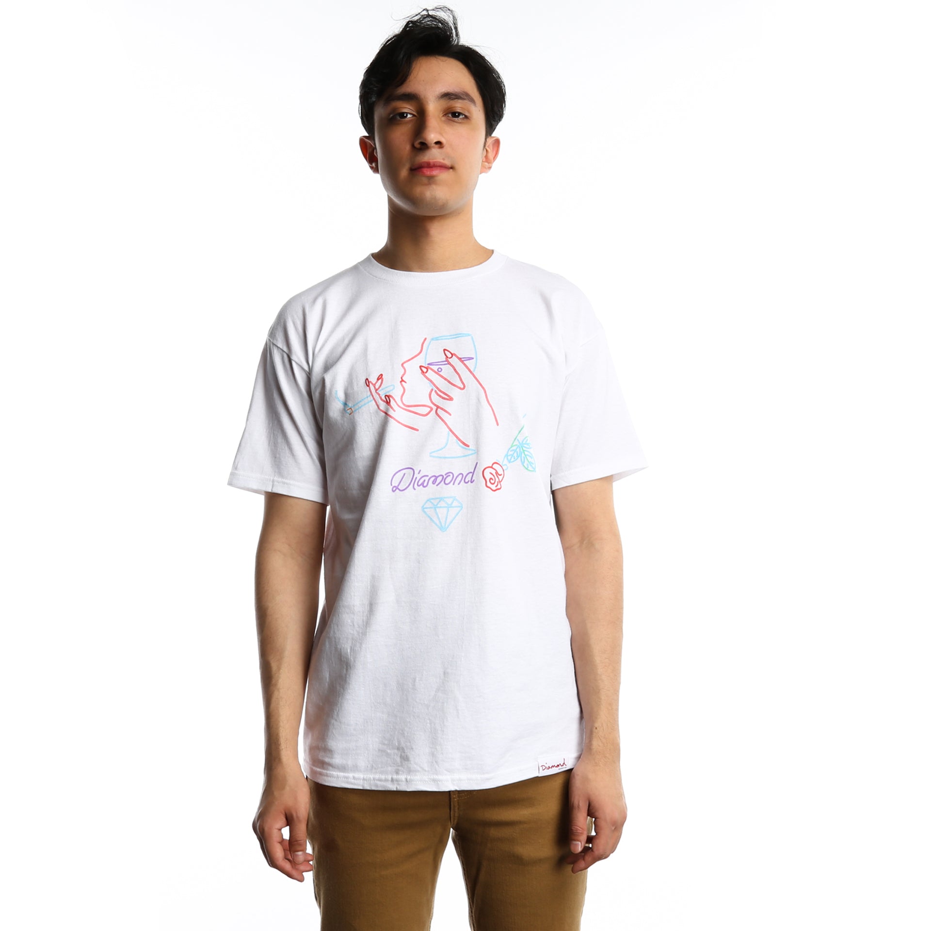 Diamond Vino Tee White - Stylish Casual T-Shirt for Women | Perfect for Everyday Wear, Outings & Date Nights