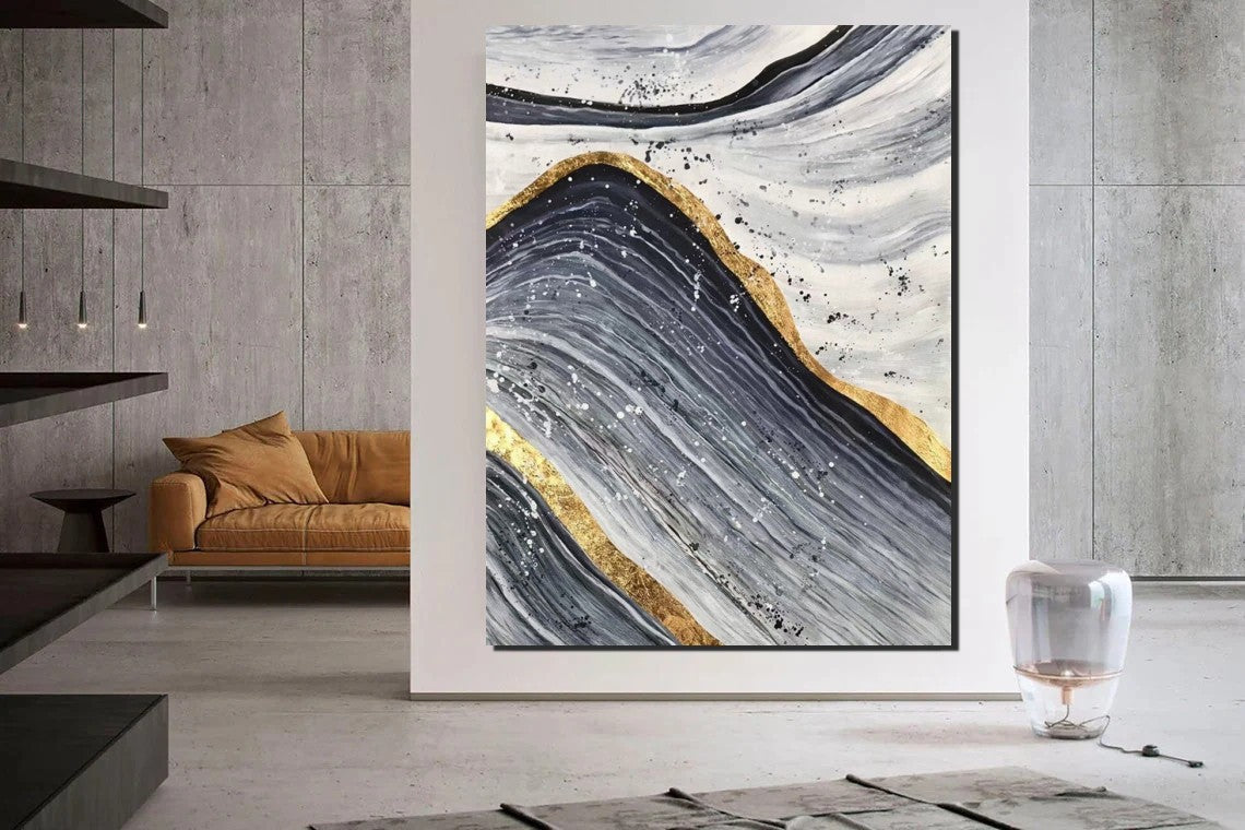 Extra Large Abstract Canvas Painting - Hand Painted Modern Wall Art for Dining Room Decor | Contemporary Home & Office Wall Decor