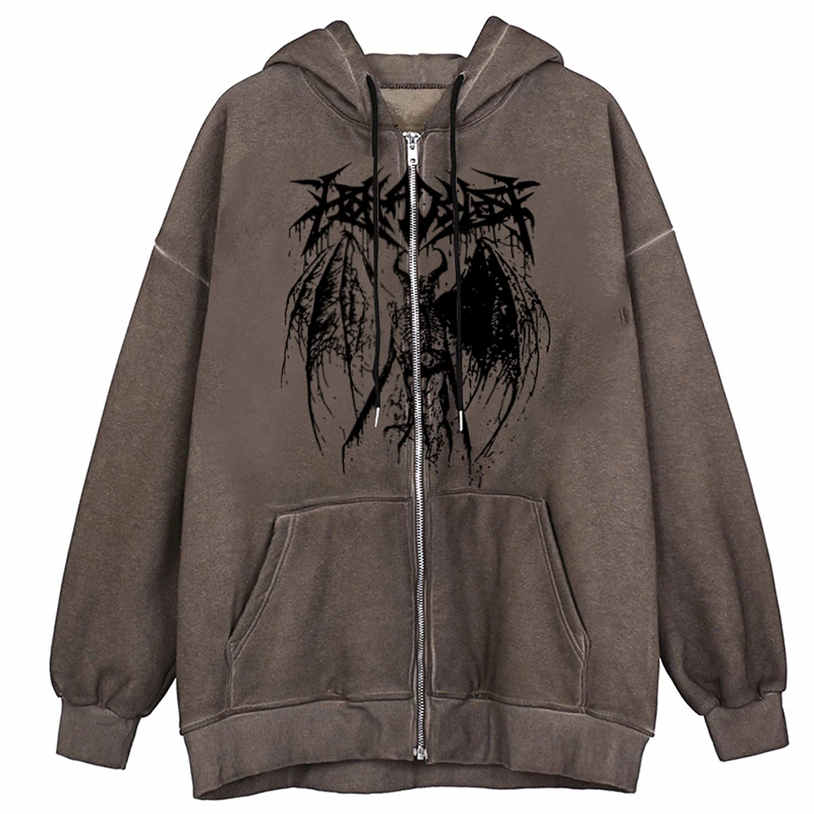 Women's Halloween Y2K Skeleton Skull Gothic Punk Zip-Up Hoodie - 90s Vintage Aesthetic Pullover Sweatshirt Jacket for Costume Parties & Streetwear Fashion