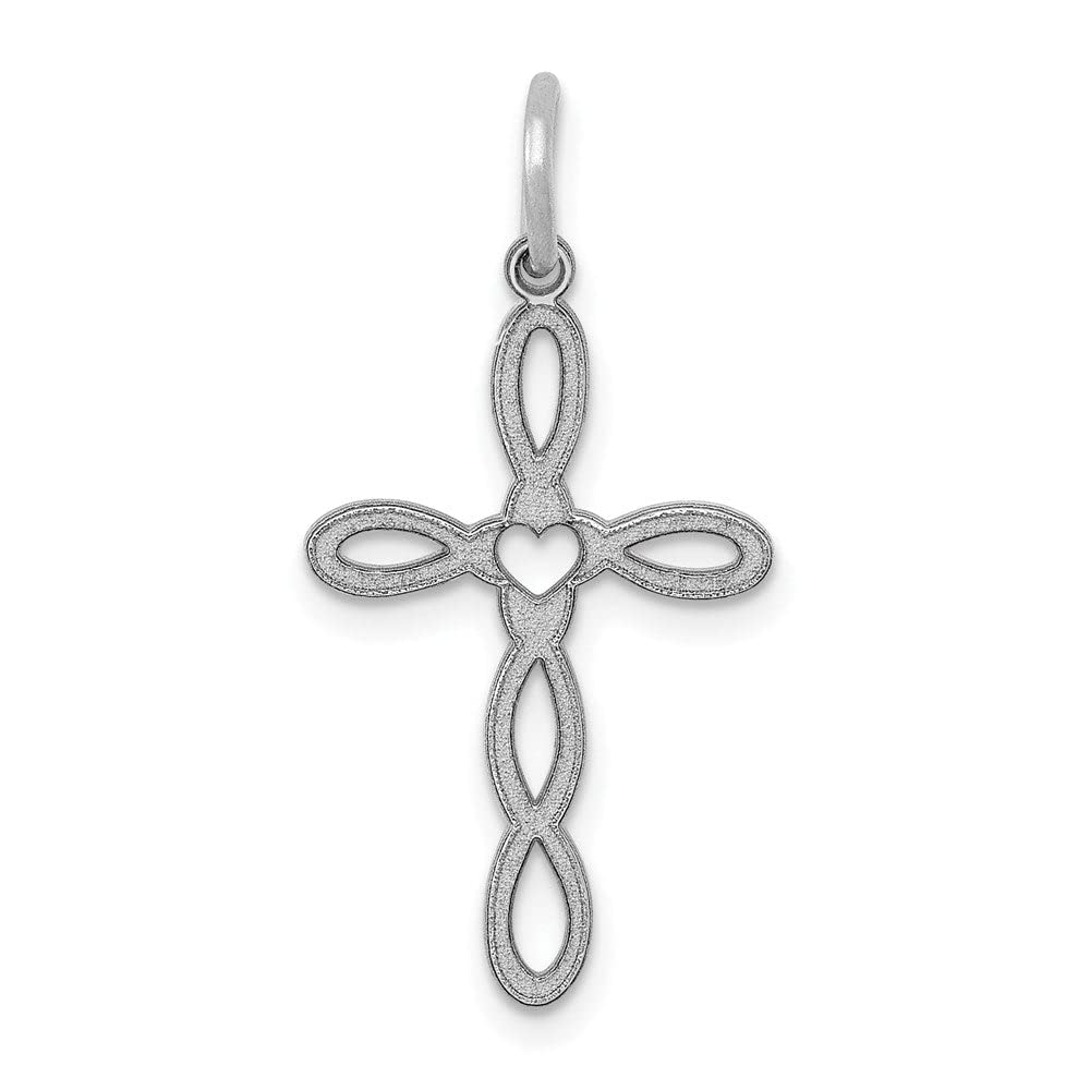 White Gold Laser Engraved Cross Charm Pendant - Handcrafted in USA - Perfect for Gifts, Religious Jewelry & Everyday Wear