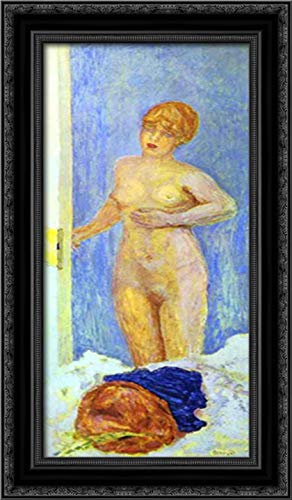 Pierre Bonnard Nude and Fur Hat 14x24 Black Ornate Wood Framed Canvas Art Print - Vintage Wall Decor for Living Room, Bedroom & Office